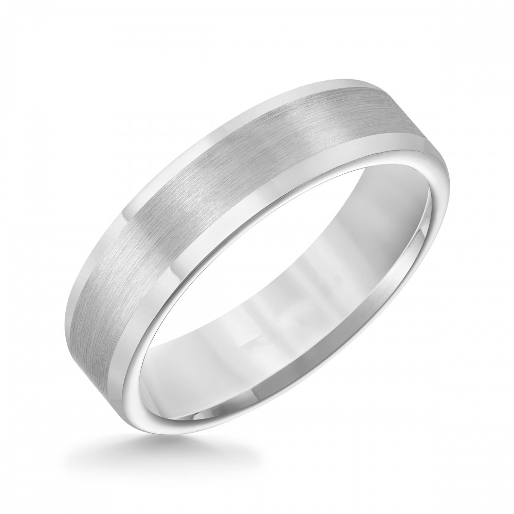 Grey Tungsten Carbide Satin Finish Flat Center Comfort Fit Wedding Band