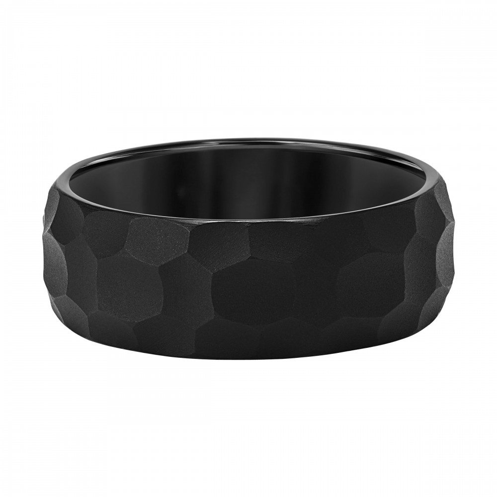 Black Tungsten Carbide Hammered Band