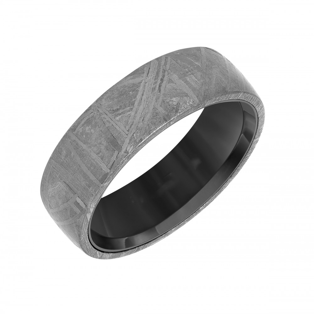 Flat Edge Meteorite Top Wedding Band