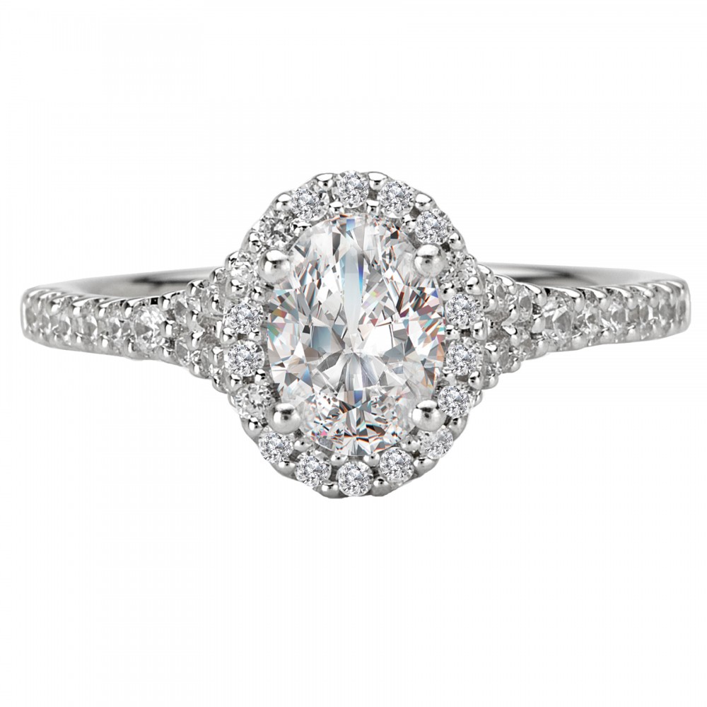 Oval Diamond Halo Engagement Ring