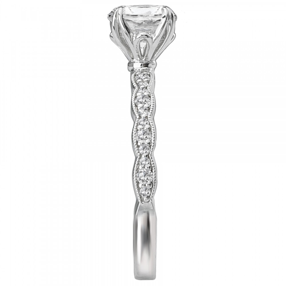 Classic Diamond Engagement Ring with Scalloped Shank