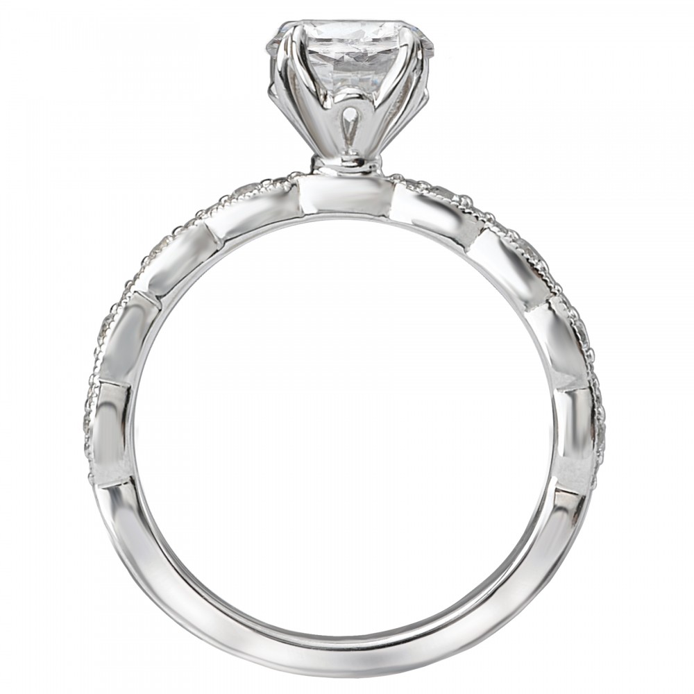 Classic Diamond Engagement Ring with Scalloped Shank