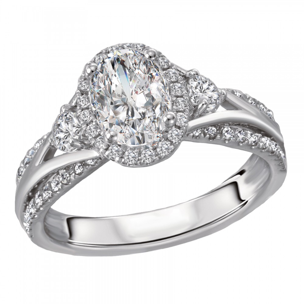 Intricate Oval Diamond Engagement Ring with Halo