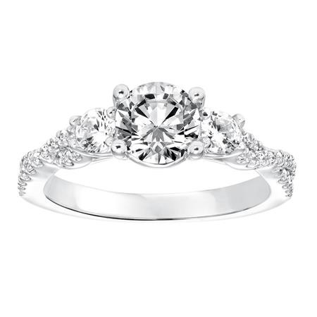 Three Stone Diamond Engagement Ring with Twisted Band