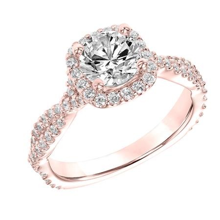Diamond  Engagement Ring with Halo and Twist