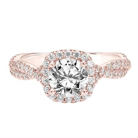 Diamond  Engagement Ring with Halo and Twist