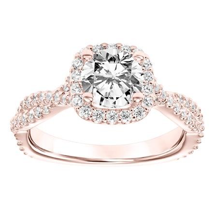 Diamond  Engagement Ring with Halo and Twist