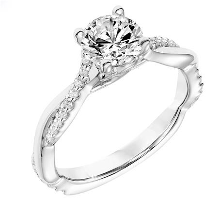 Diamond Engagement Ring with Polish and Diamond Twist Band