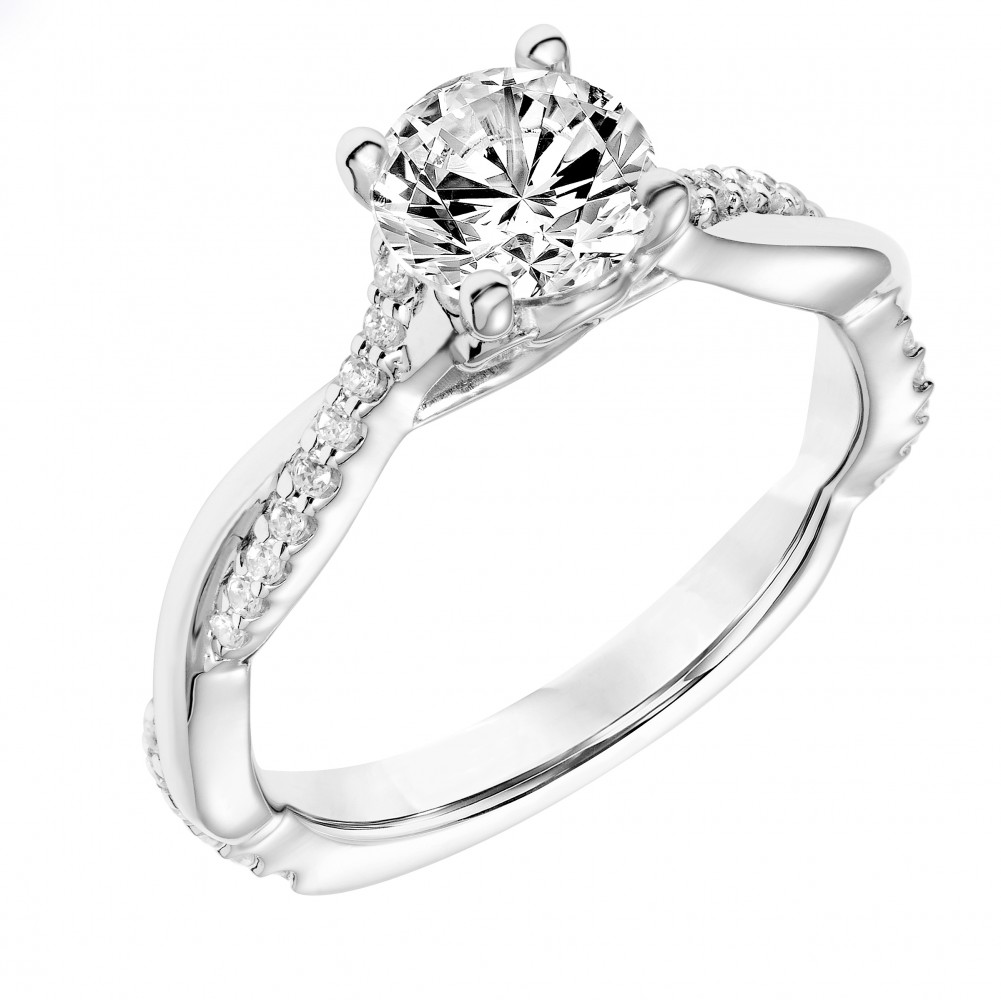 Cathedral Round Diamond Engagement Ring with Twist