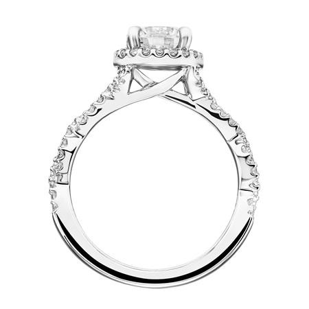 Diamond Halo Engagement Ring with Twisted Diamond Shank