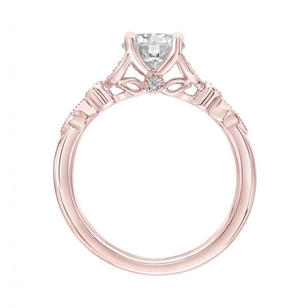 Contemporary Floral Engagement Ring in Rose