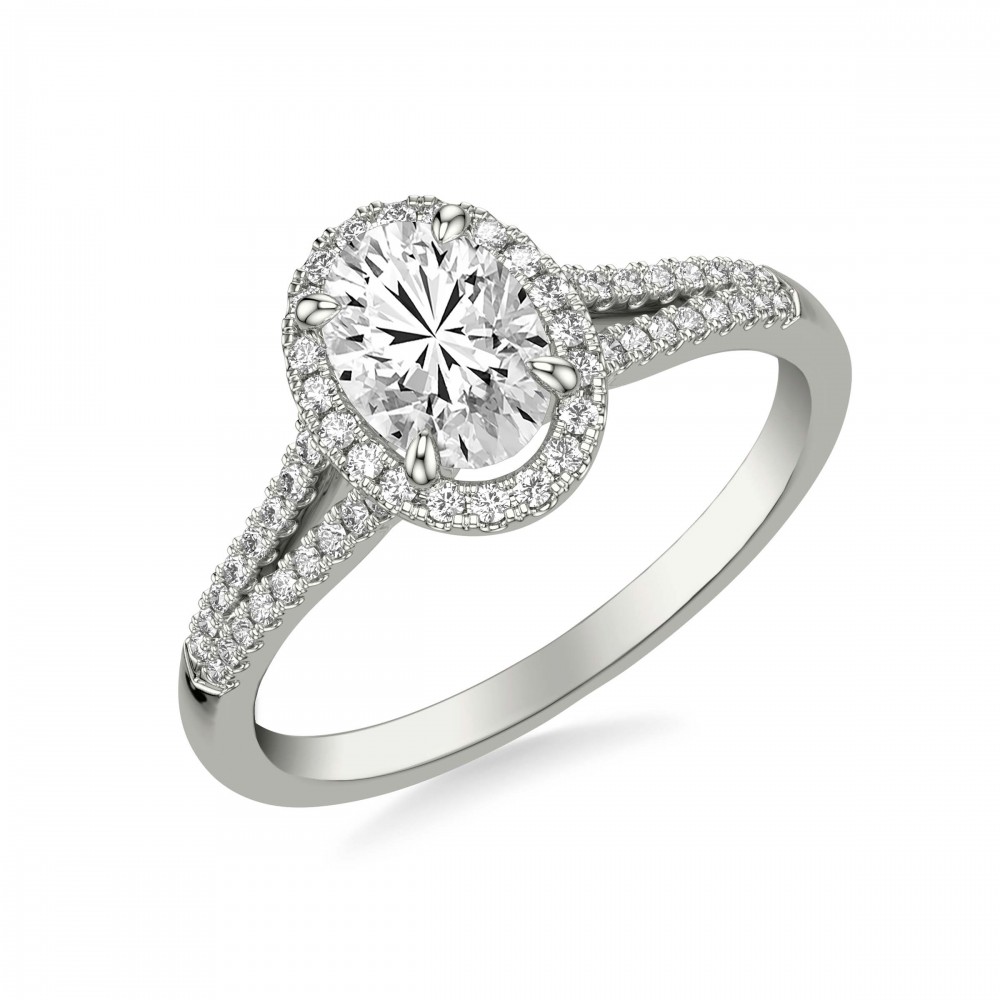 Oval Diamond Engagement Ring with Split Shank