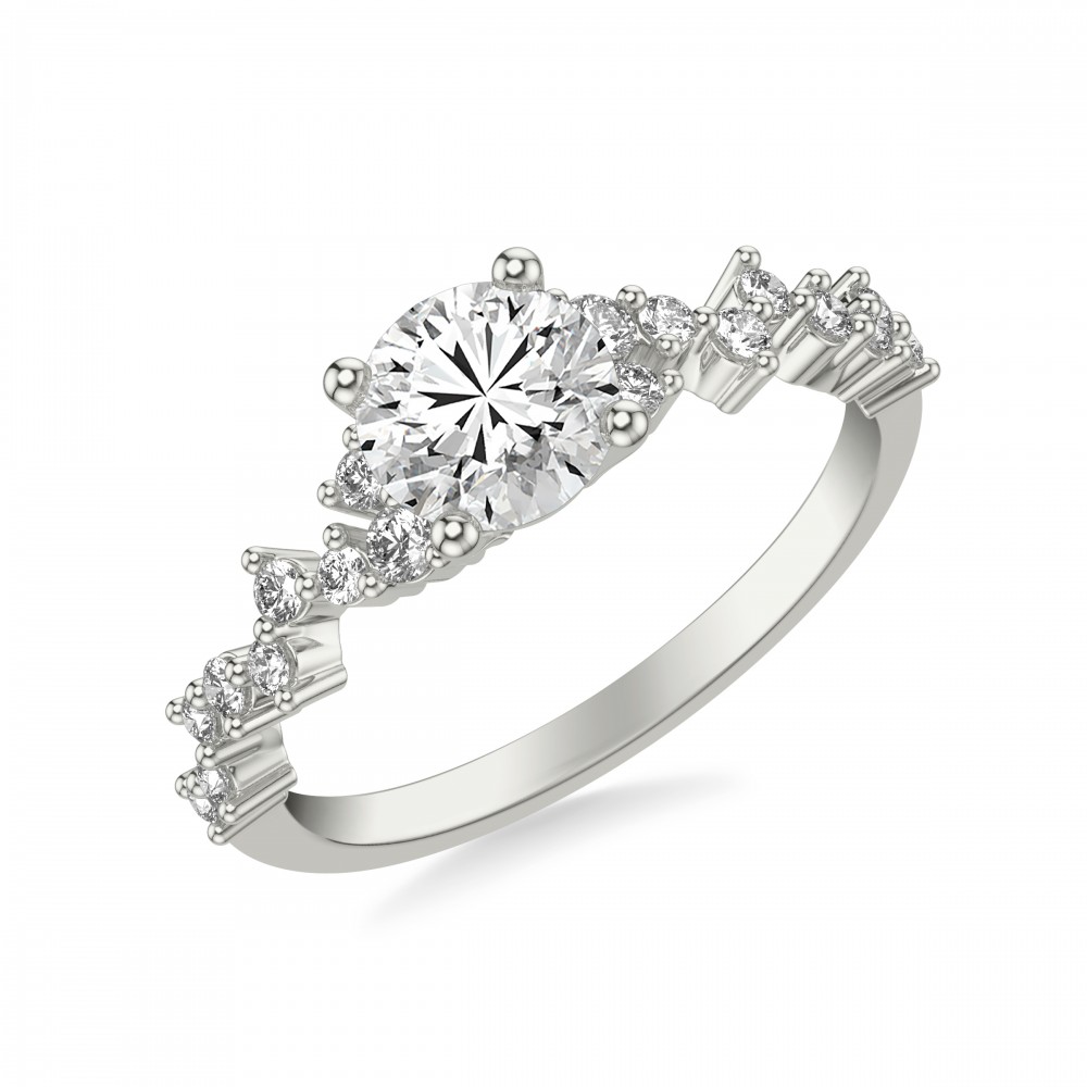 Scattered Round Diamond Engagement Ring