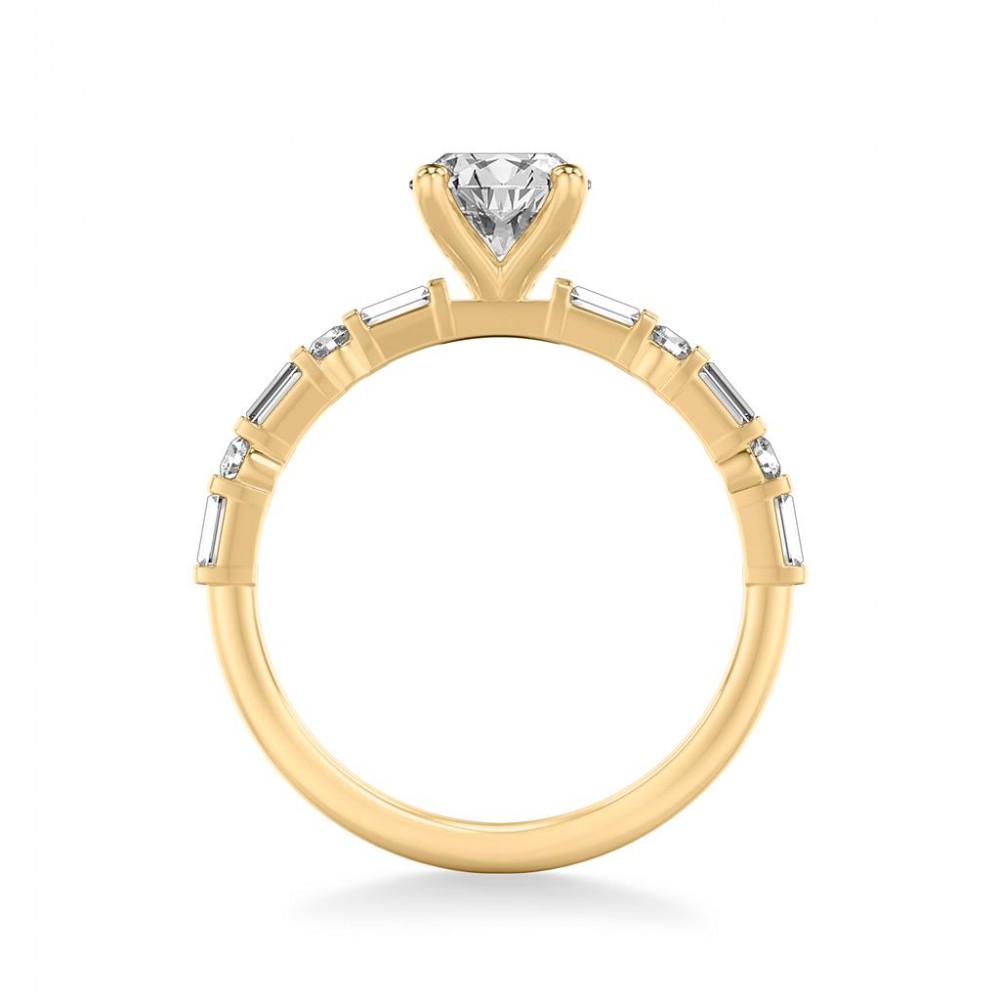 Diamond Engagement Ring with Round and Baguette Diamond Accents