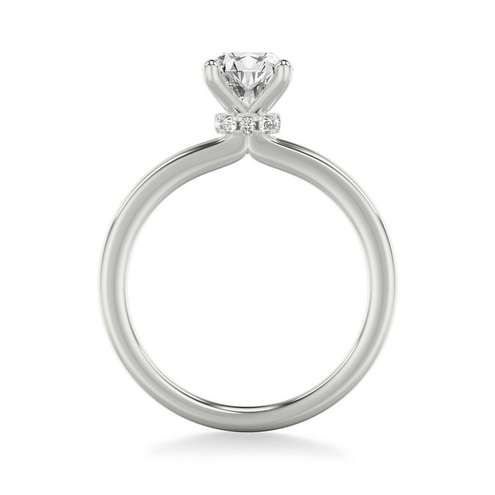 Solitaire Style Diamond Engagement Ring with Hidden Diamond Halo