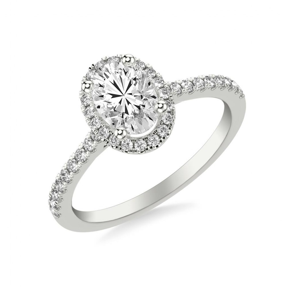 Classic Oval Diamond Engagement Ring with Halo