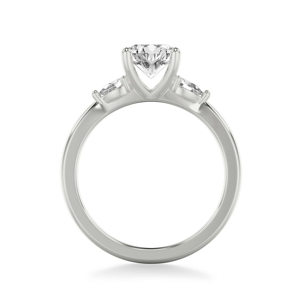 Diamond Engagement Ring Accented by Pear Shaped Diamond Sides