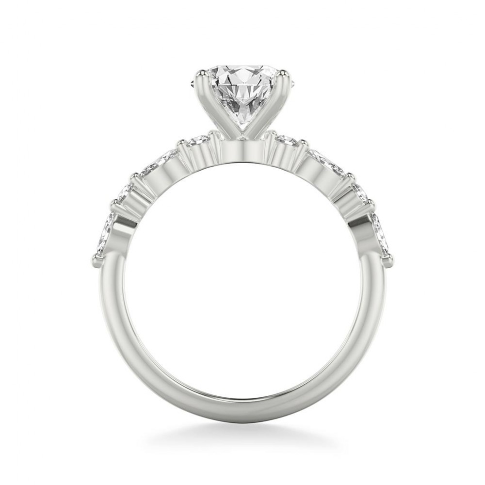Diamond Engagement Ring with Marquise Diamond Sides