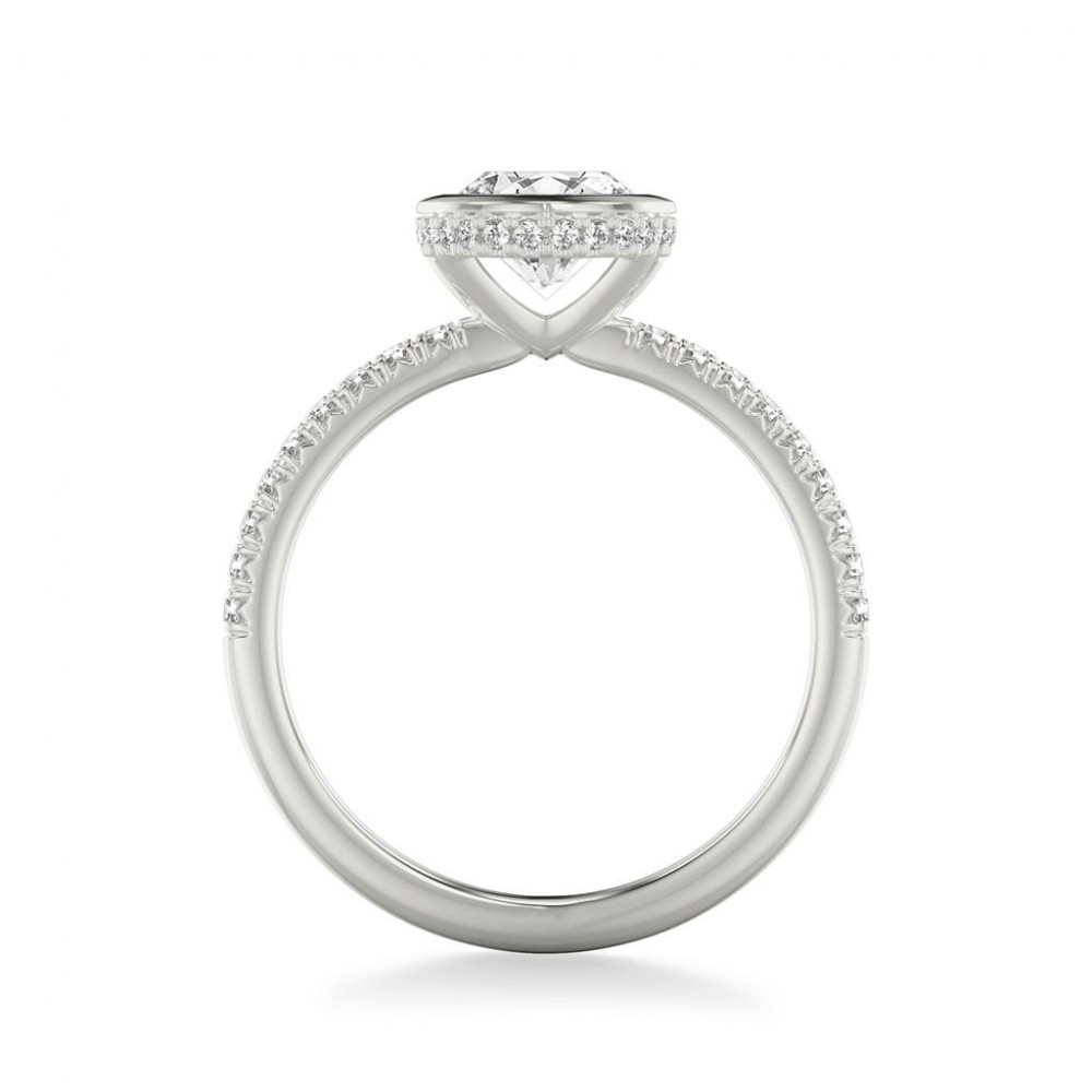 Bezel Set Diamond Solitaire Engagement Ring with Hidden Diamonds
