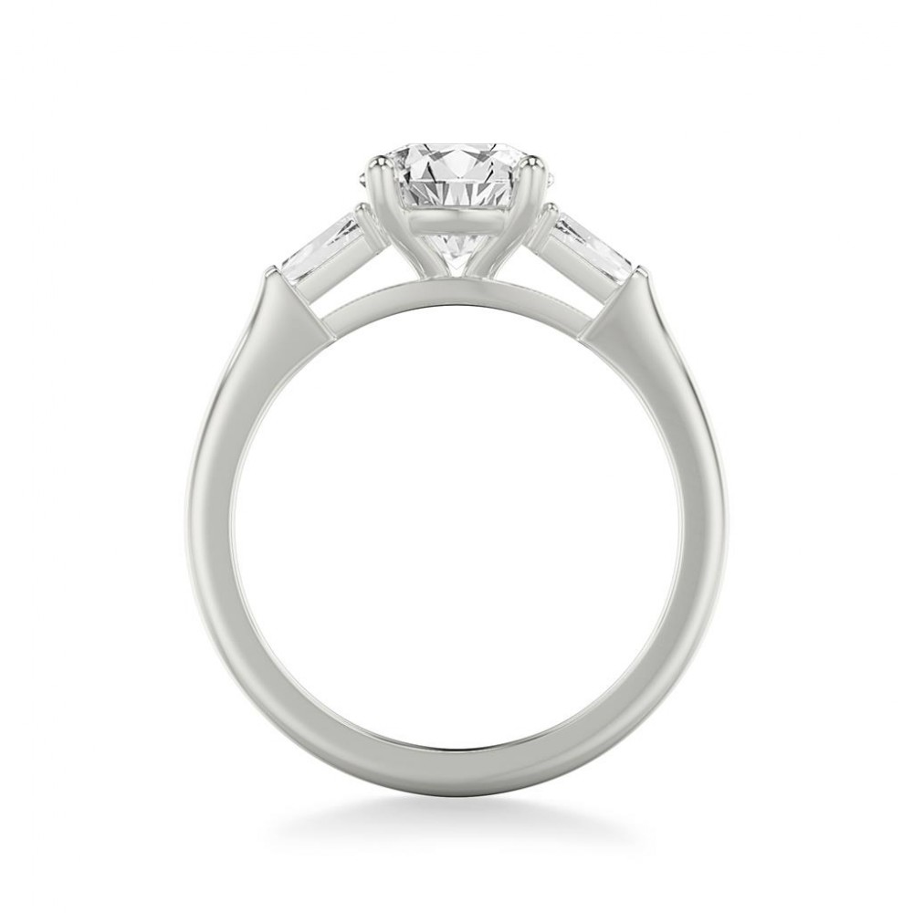 Classic Diamond Engagement Ring  with Tapered Baguette Sides