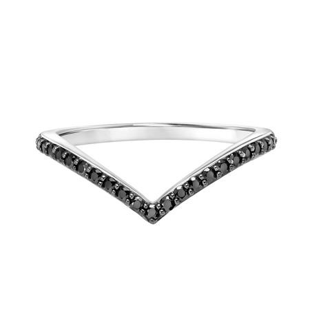 V-Shape Black Diamond Stackable Band