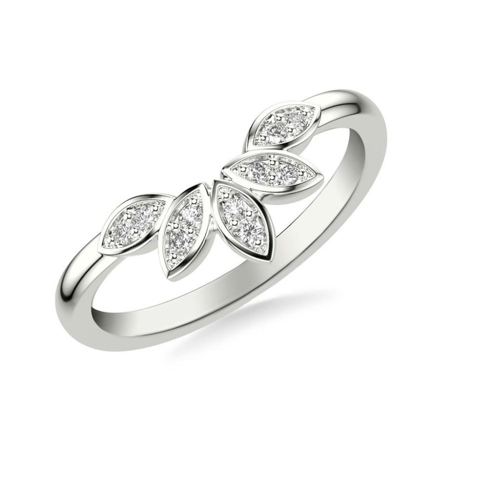 Delicate Polished Band with Diamond Petal Accents