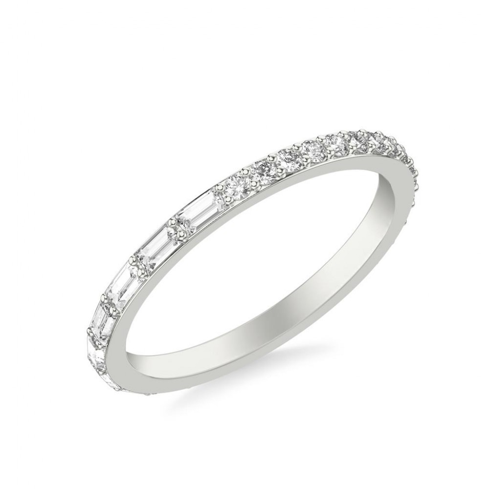 Stackable Half Round and Half Baguette Diamond Eternity Band