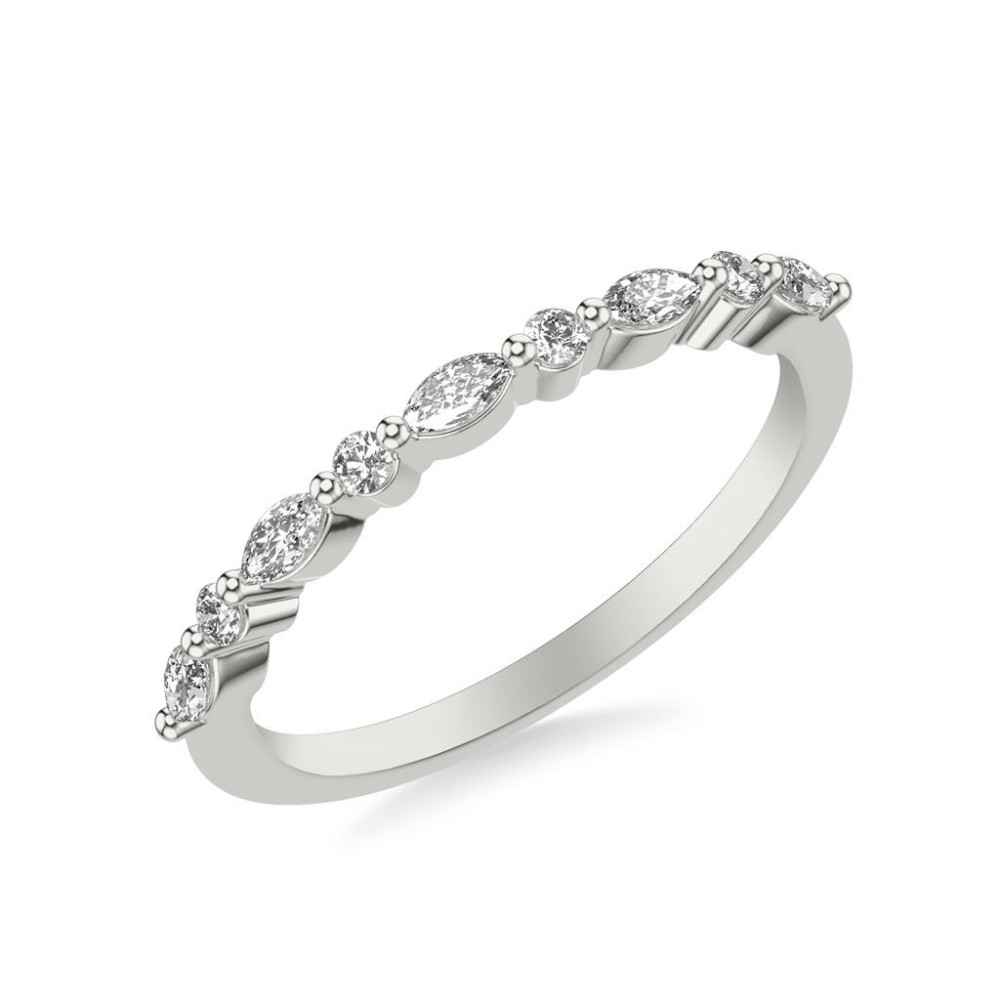 Stackable Diamond Band with Alternating Round and Marquise Diamonds