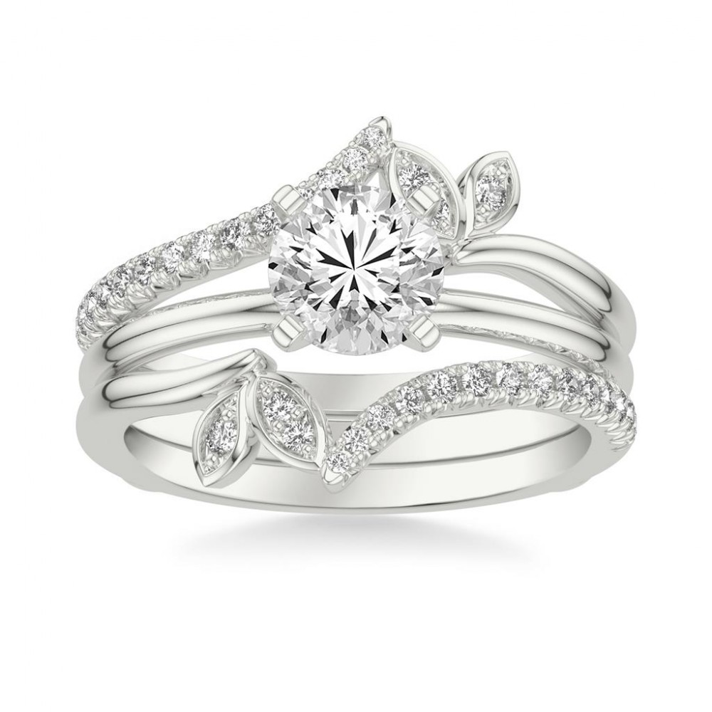 Floral Bypass Ring Enhancer with Petal Accents