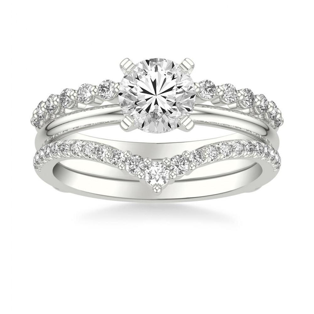 Contemporary Asymmetrical Straight and V-Shape Diamond Ring Enhancer