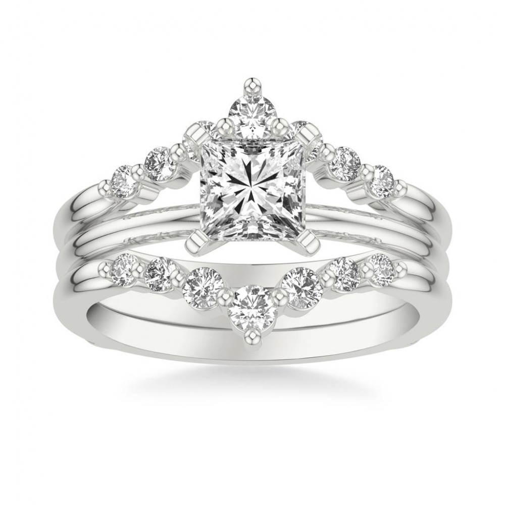 Chevron Shared Prong Diamond Ring Enhancer