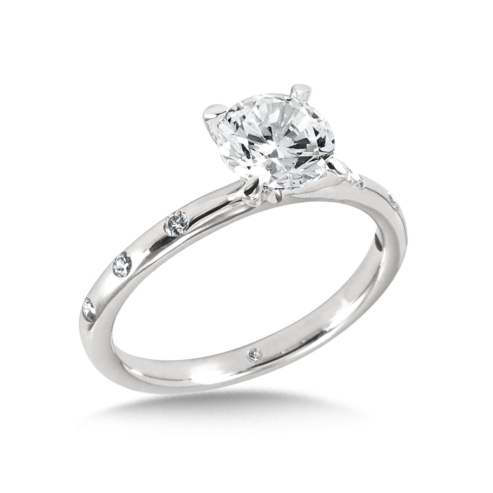Diamond Solitaire Ring with Drill Set Diamond Sides