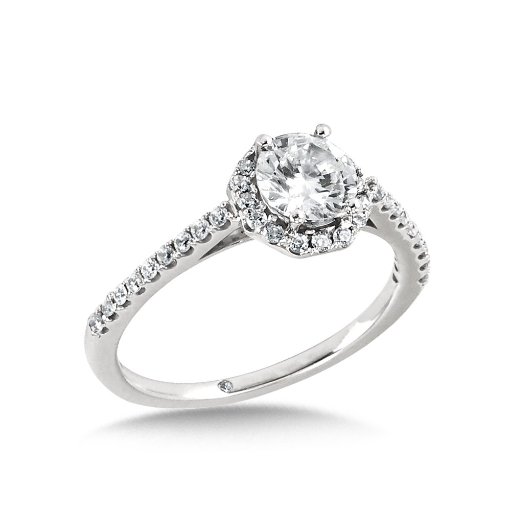Octagonal Halo Diamond Engagement Ring