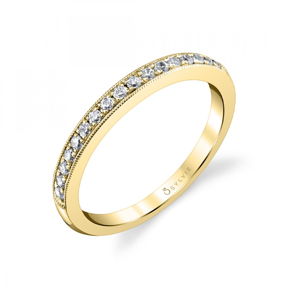 Vintage Inspired Diamond Wedding Band with Milgrain Detailing