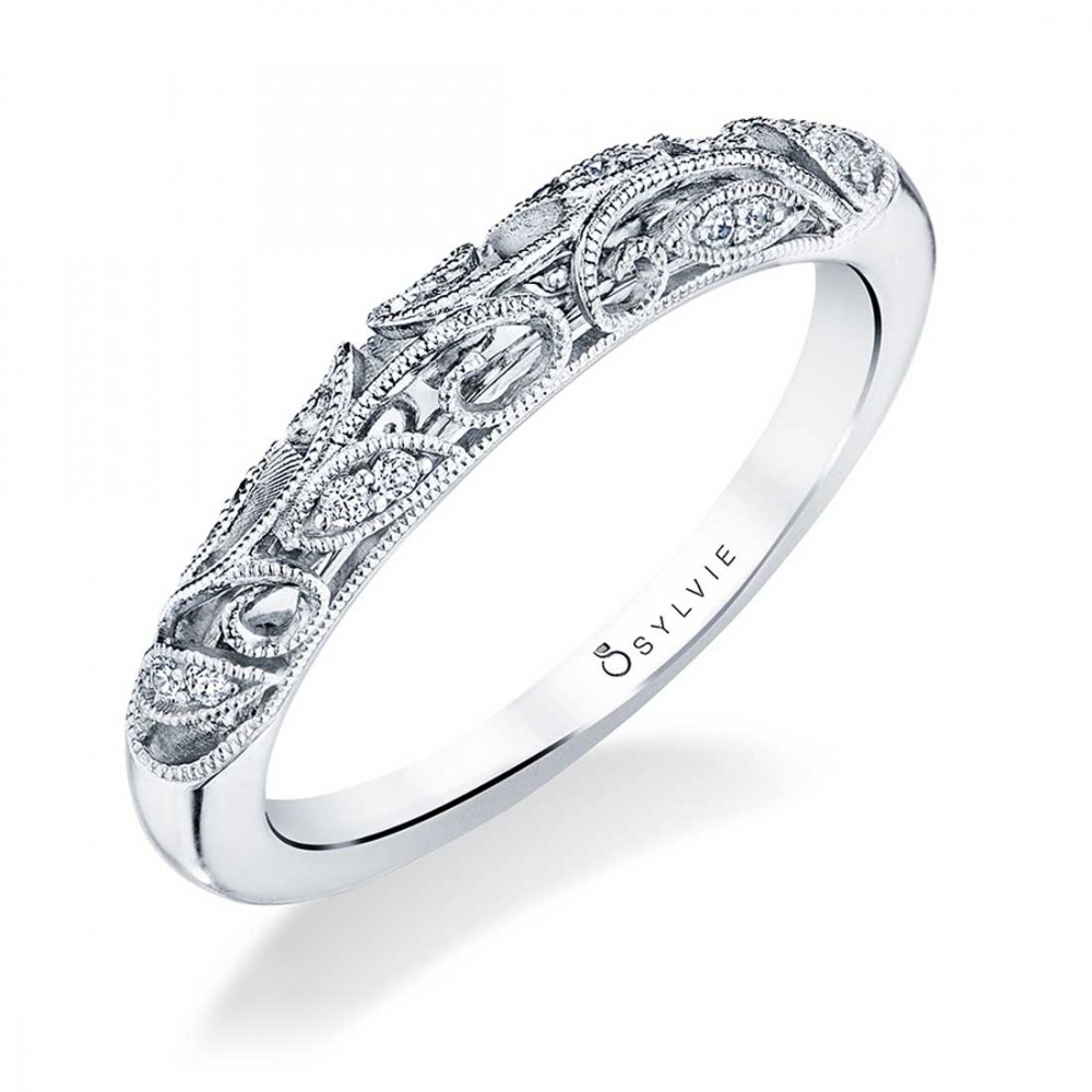 Romantic Vintage Inspired Diamond Wedding Band