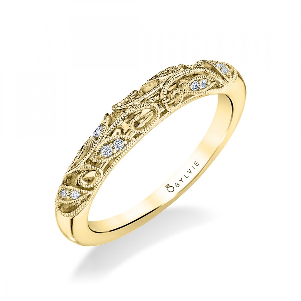 Romantic Vintage Inspired Diamond Wedding Band