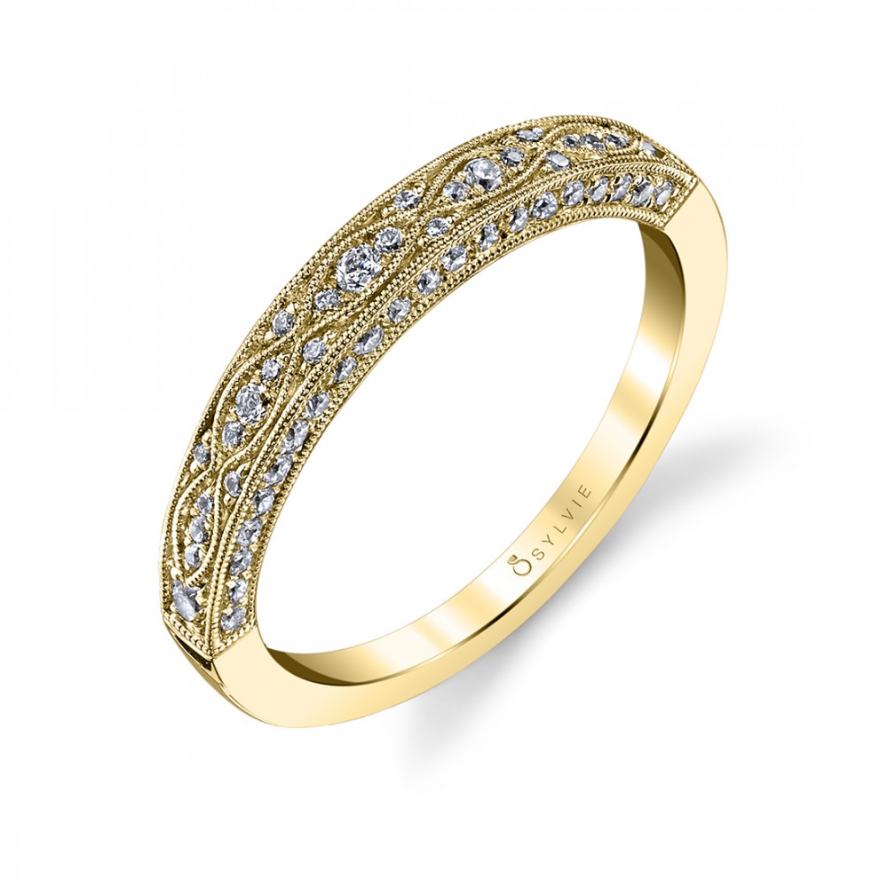 Fashionable Vintage Inspired Diamond Wedding Band