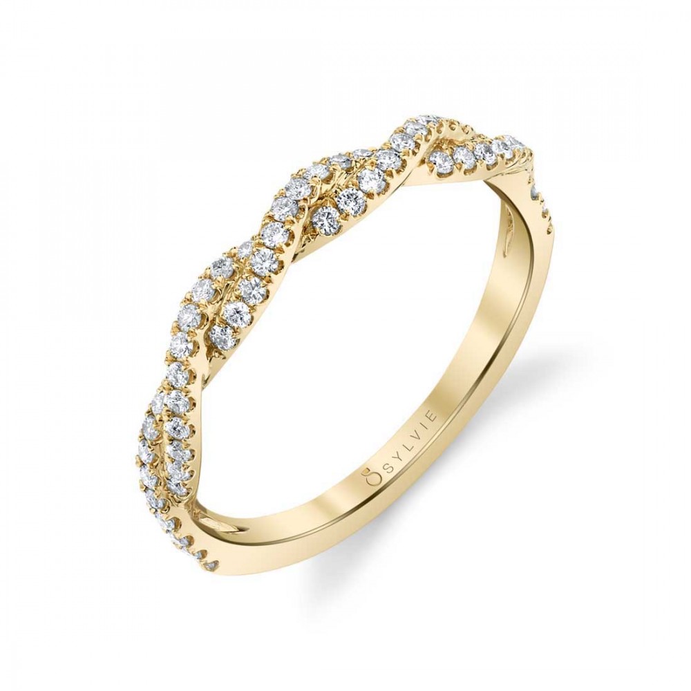 Modern Stackable Diamond Spiral Wedding Band