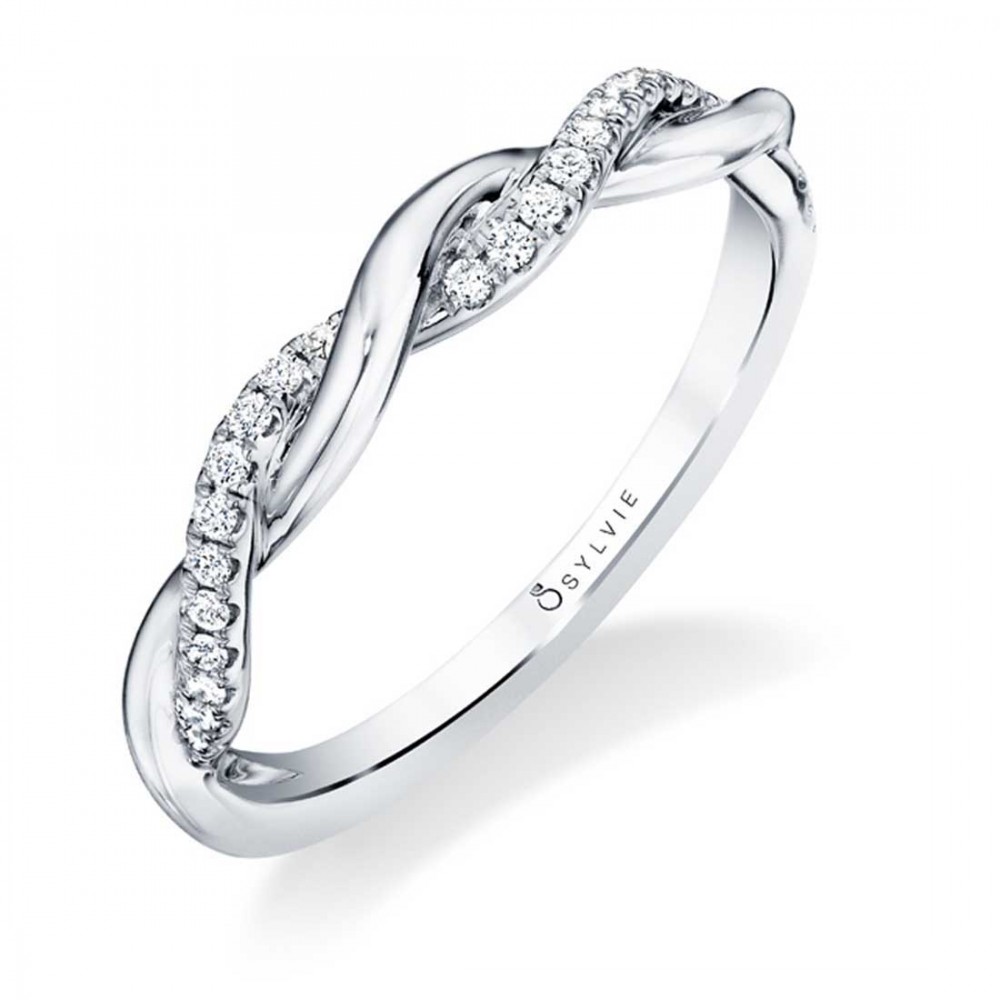 Stunning Stackable Spiral Diamond Wedding Band