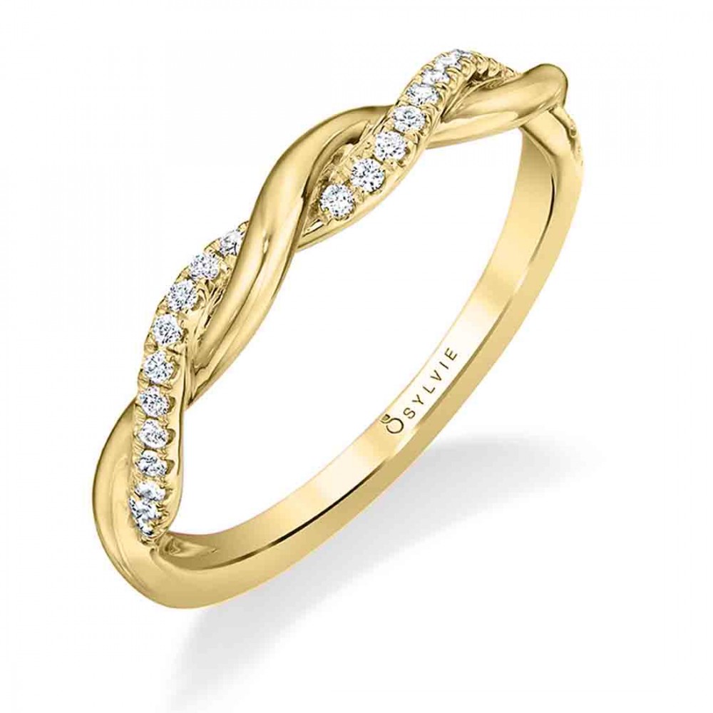 Stunning Stackable Spiral Diamond Wedding Band