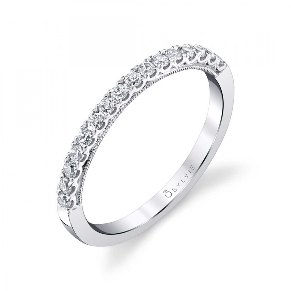 Classic  Diamond Wedding Band with Milgrain Profile