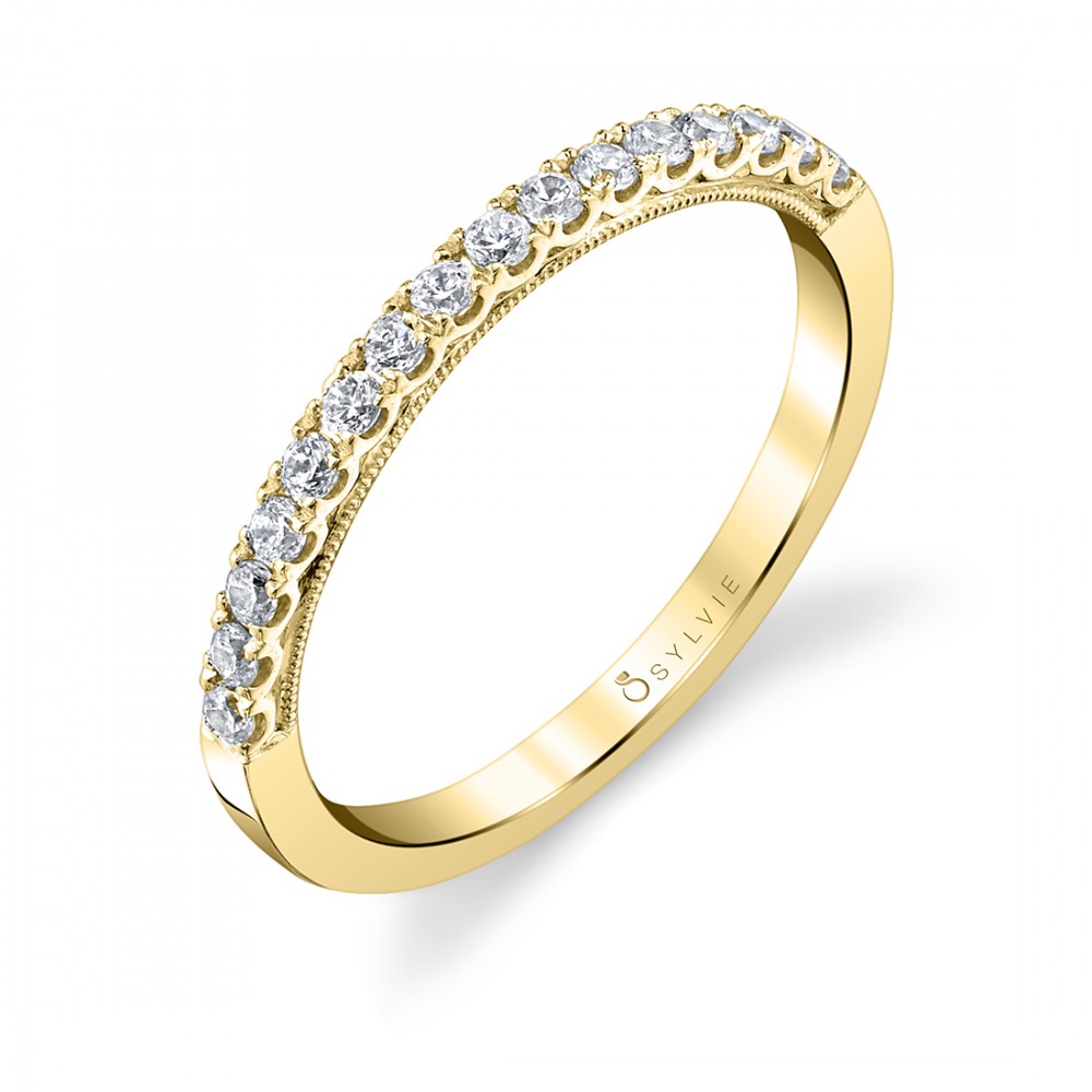 Classic  Diamond Wedding Band with Milgrain Profile