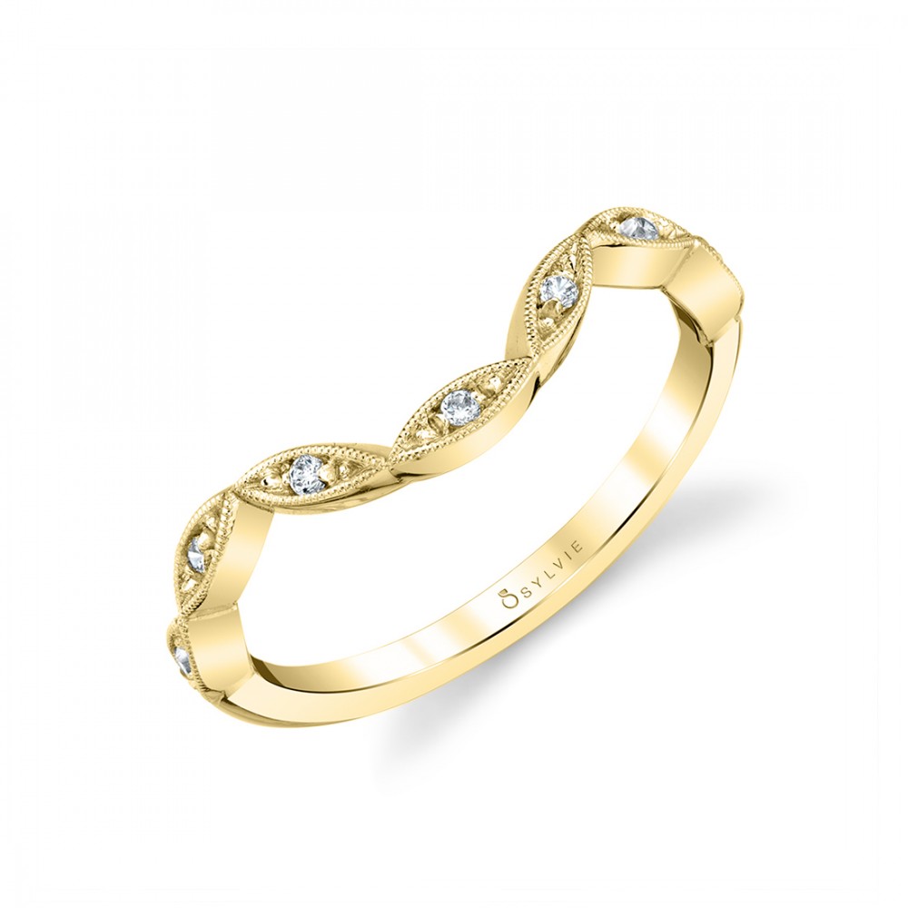 Curved Vintage Inspired Diamond Wedding Band
