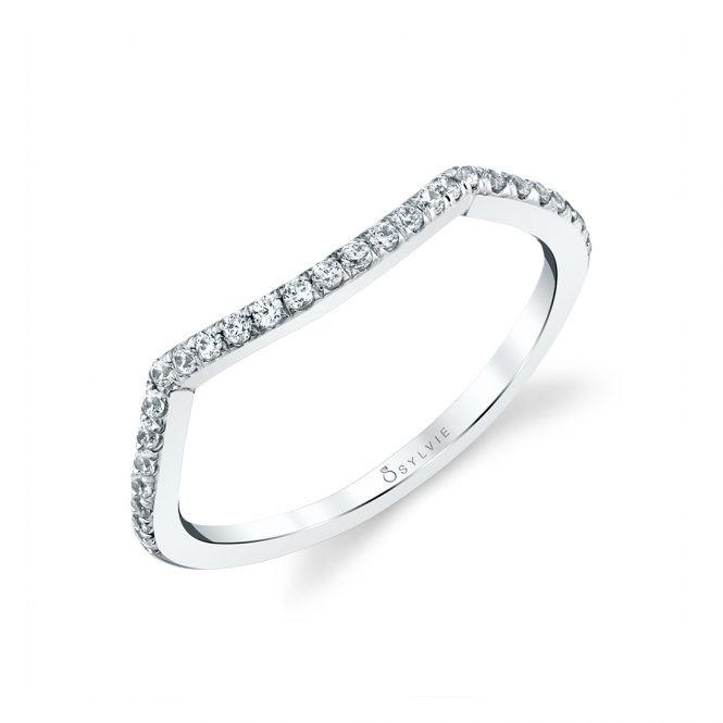 Contoured Diamond Wedding Band