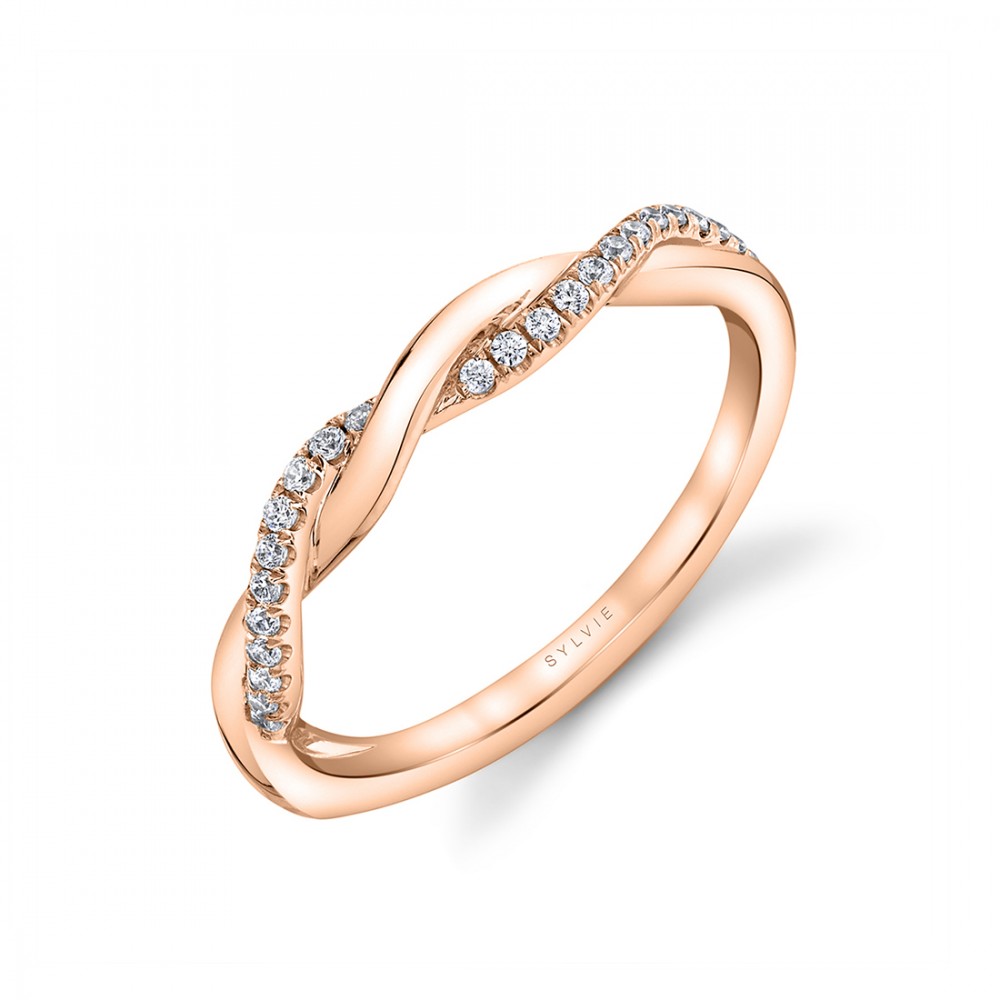 Stackable Diamond Spiral Wedding Band