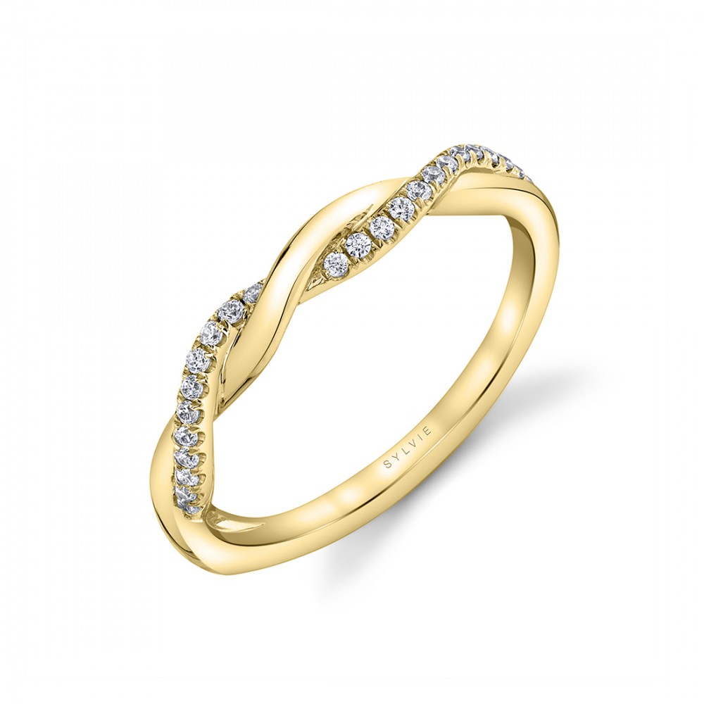 Stackable Diamond Spiral Wedding Band