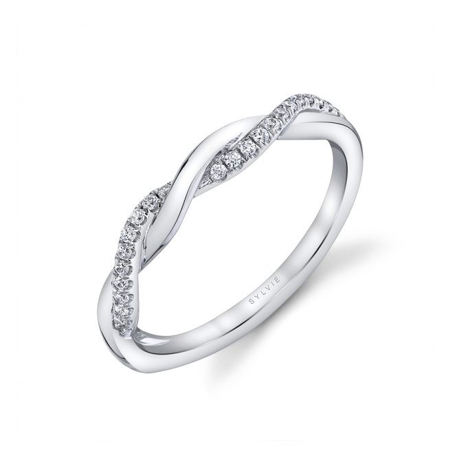 Stackable Diamond Spiral Wedding Band