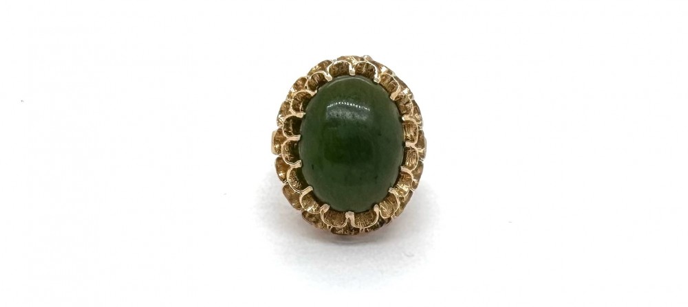 Estate 14KYG Jade Ring