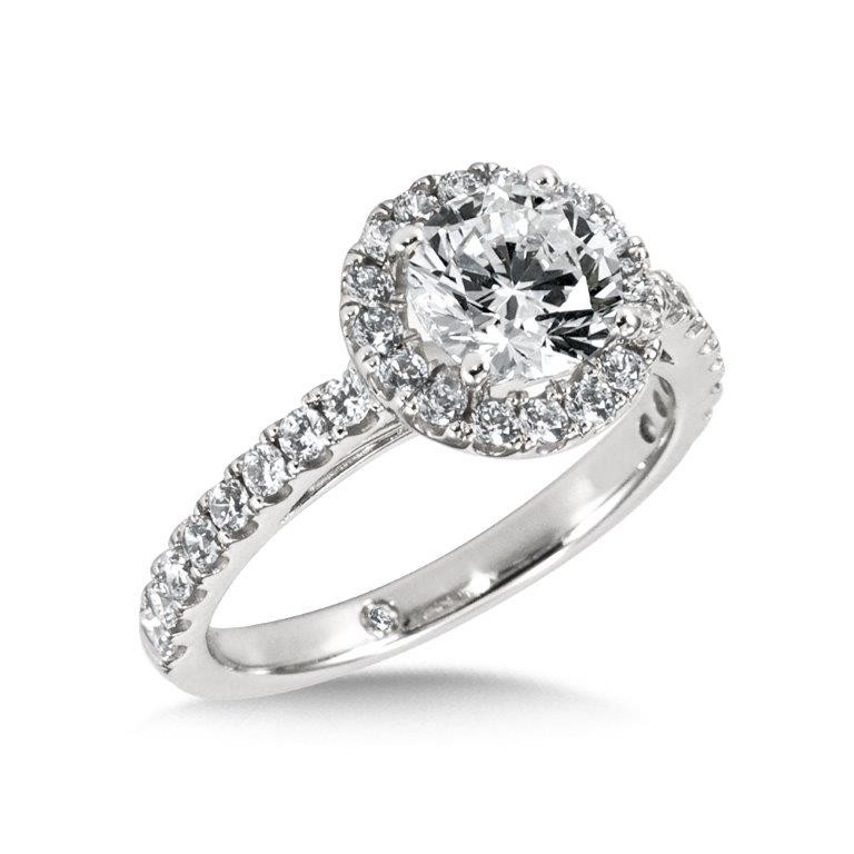 Diamond Engagement Ring with Halo and Diamond Band