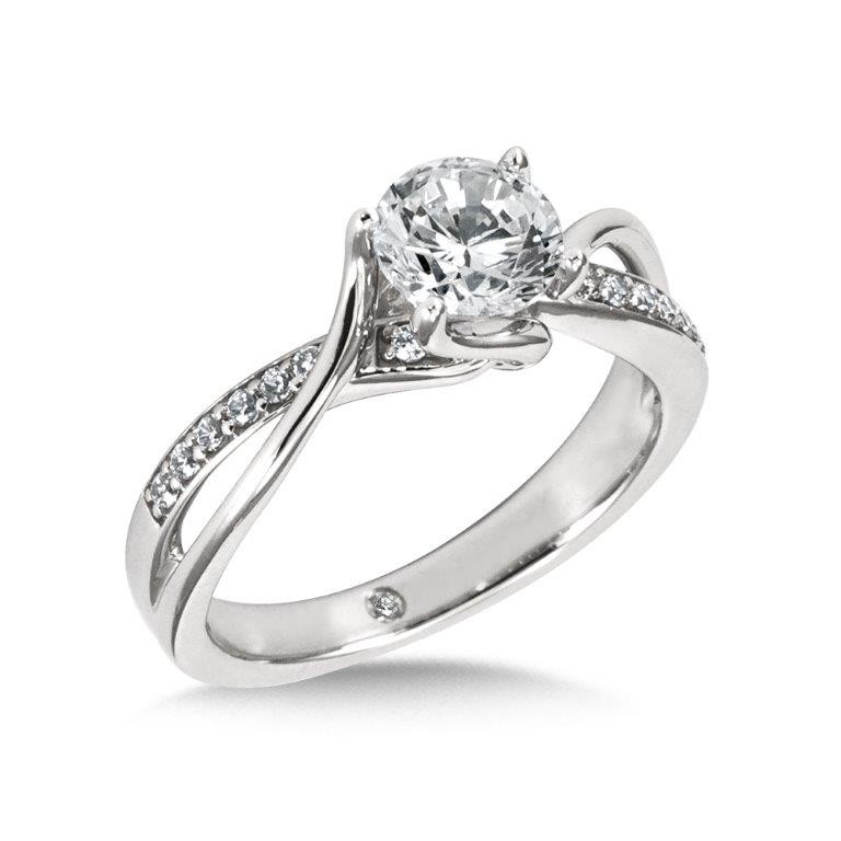 Modern Bypass Diamond Engagement Ring with Diamond and Polished Sides
